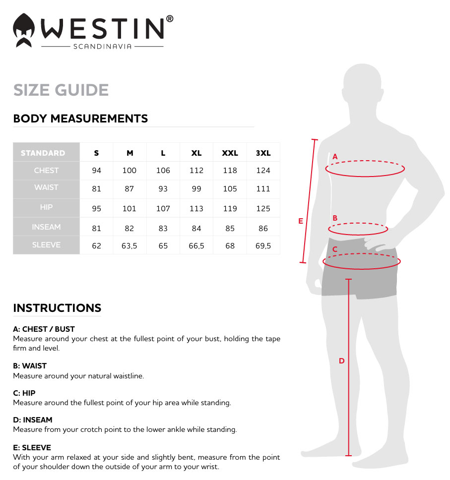 Westin storleksguide